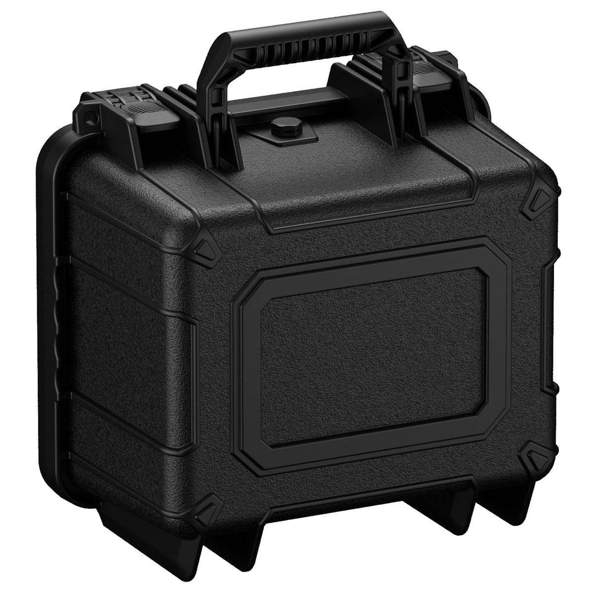 Durable black hard-shell protective case, size 28 cm, featuring a sturdy handle and secure latch closures, model #185.